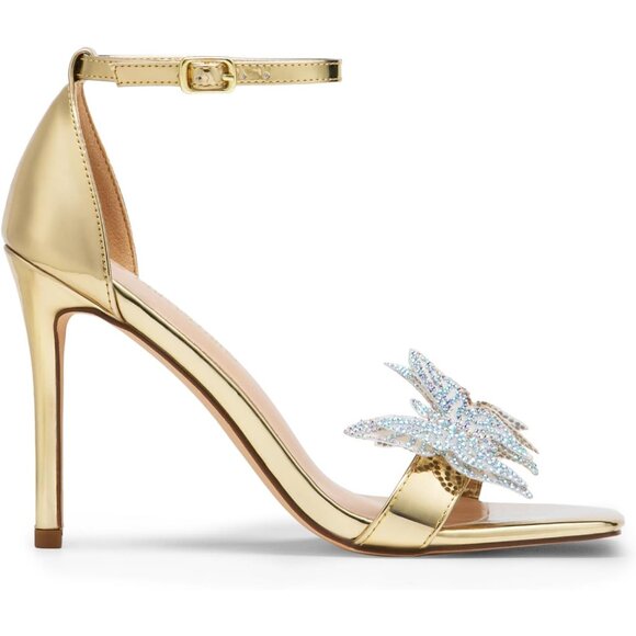 Dream Pairs Women Gold-pat Faux Leather Open Square Toe Stilletos Heels Shoes - Picture 2 of 7